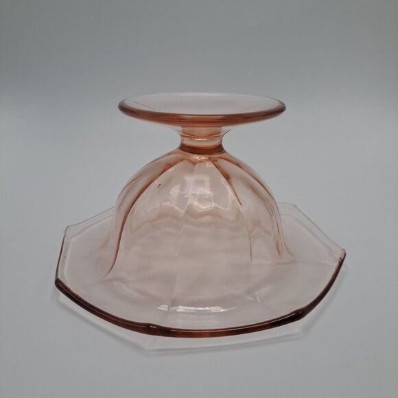 Federal Glass Pink Depression Glass Compote Pedestal Bowl Paneled 6 3/4" Vintage - Picture 5 of 6